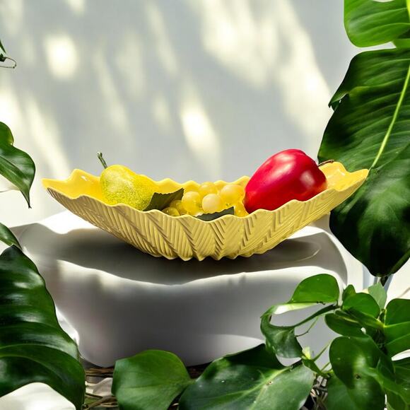 Art Deco Planter-Bowl-Vase-Shawnee Pottery-Mid Century Modern-MCM-Yellow-Fern - Picture 4 of 7